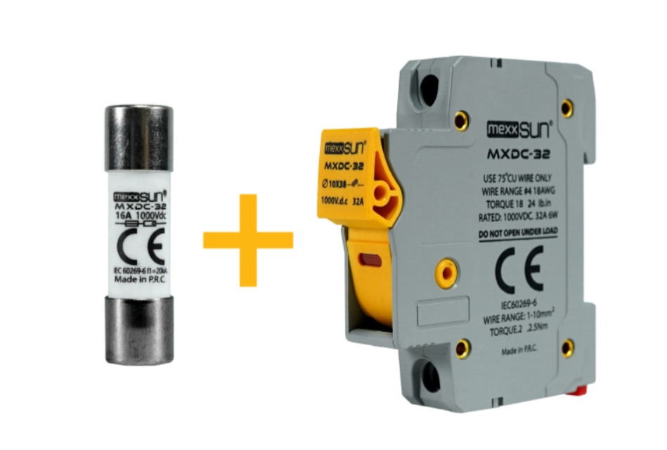 MEXXSUN DC Sigorta + Sigorta Yuvası (16A 1000V) - 12 Adet
